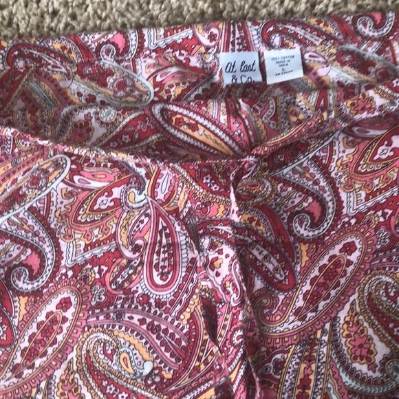 Paisley pink, red, and white drawstring skirt. - Picture 3 of 4